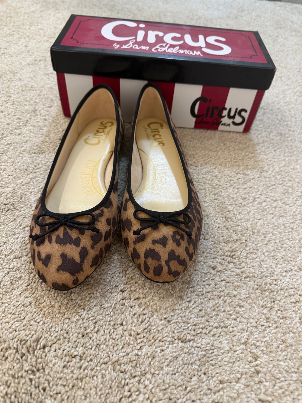 Circus by Sam Edelman Leopard-Print Ballet Flats in Brown and Black Trim